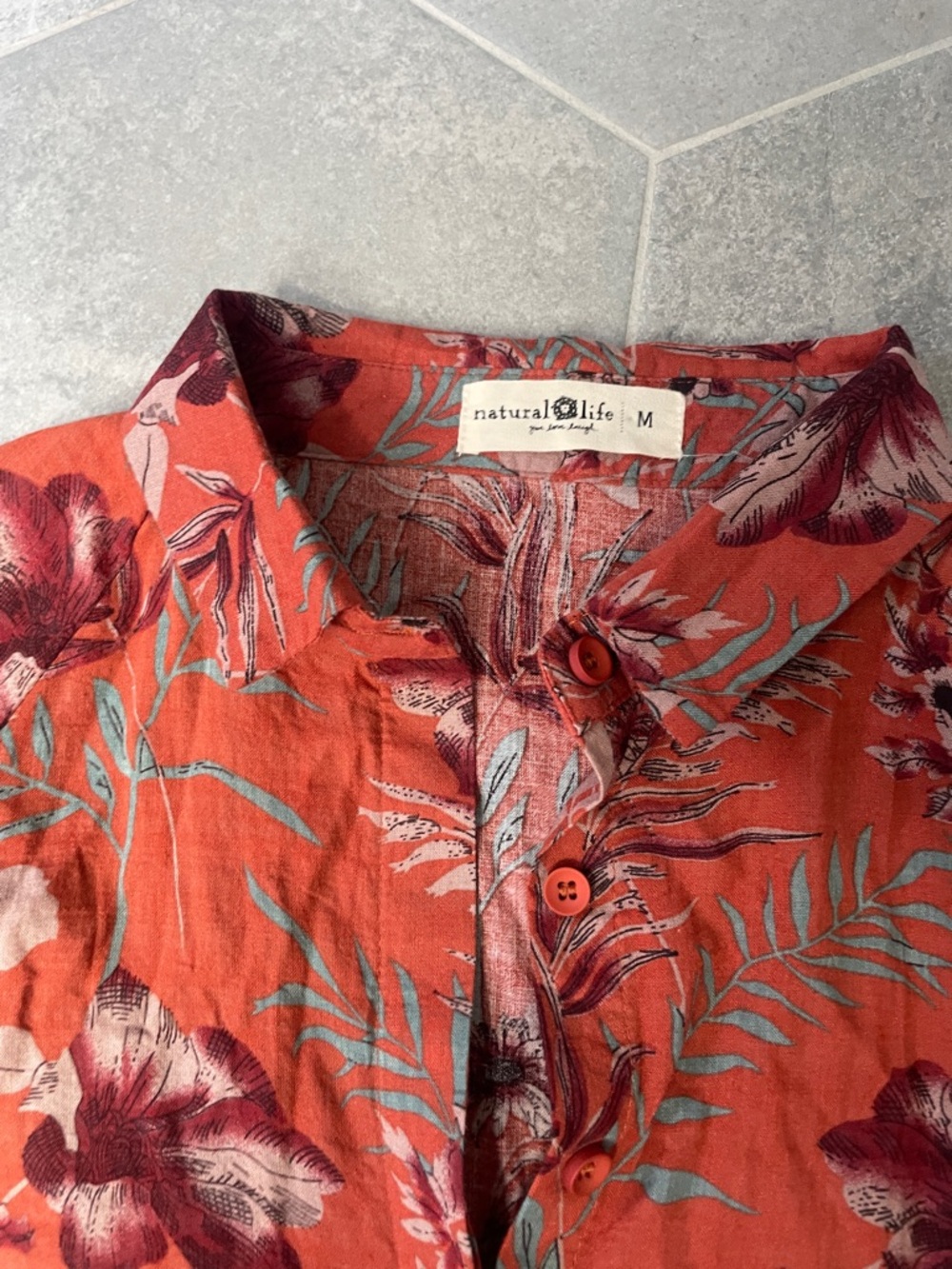 Natural Life Rebecca Midi Dress – Women’s Medium – Orange Tropical Floral - Picture 2 of 7